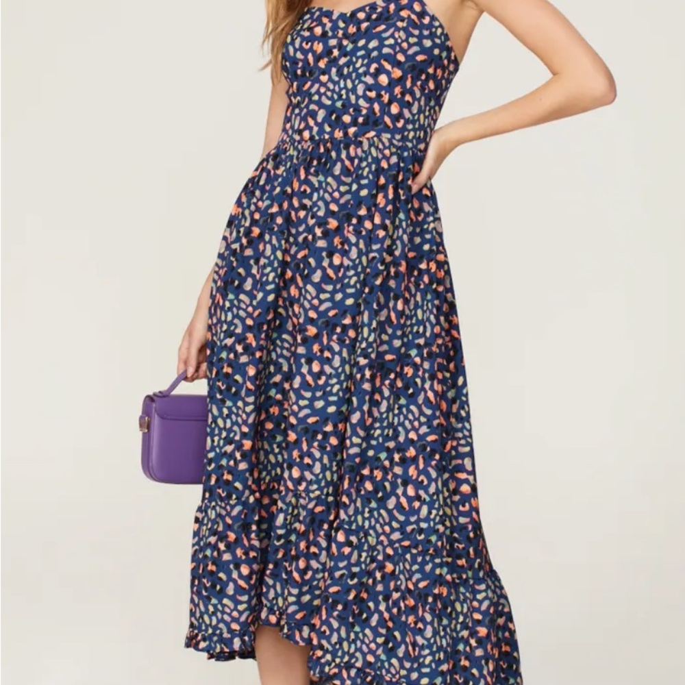 Hutch High-Low Dress in Blue and Pink